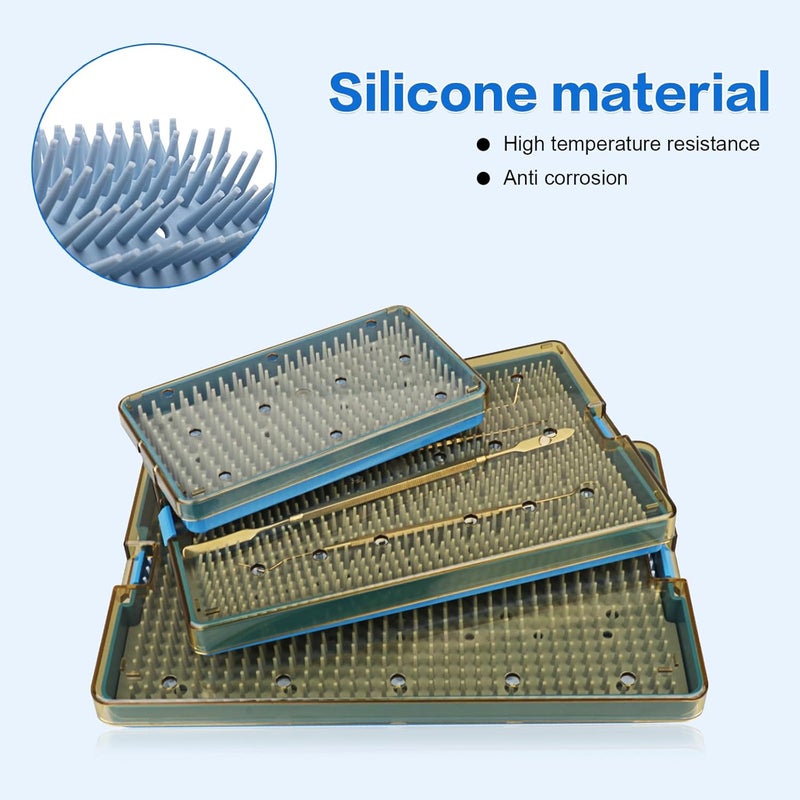 EustomA Autoclavable Instruments Sterilization Tray Case Plastic with Silicone Mat Storage Box S/M/L Size for Instruments/Tools (L) - Image 3